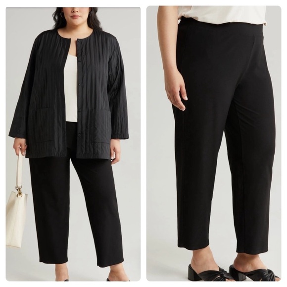 Eileen Fisher Pants - Eileen Fisher Charcoal Gray Elastic Pull On High Rise Pants size XL